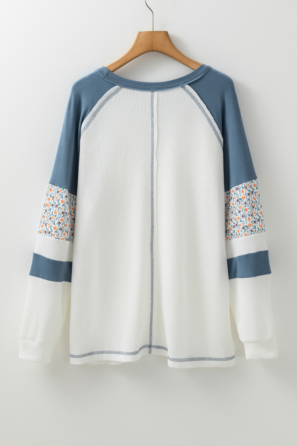 Coastal Bloom Waffle Knit Raglan Top