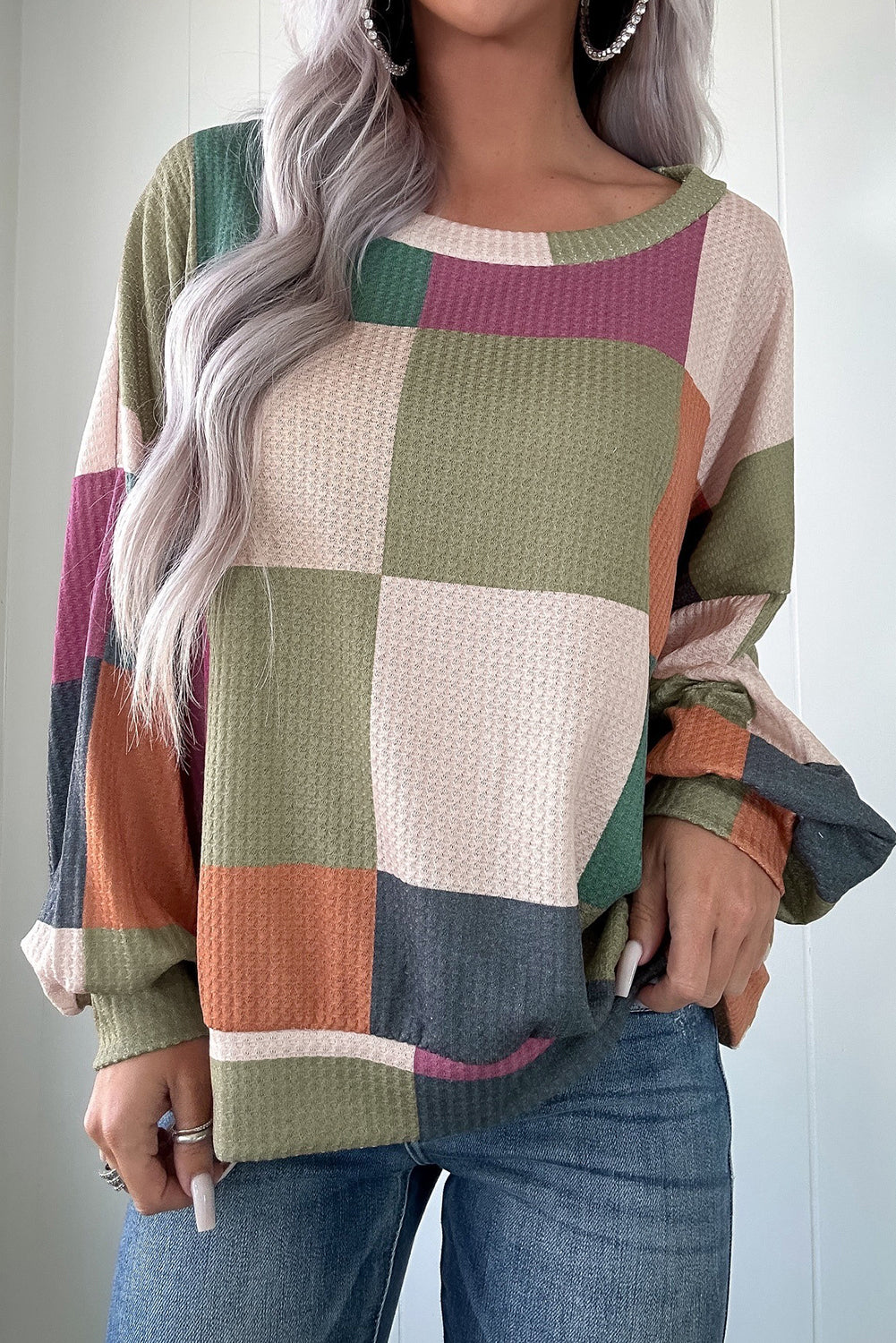 Driftwood Check Knit Top